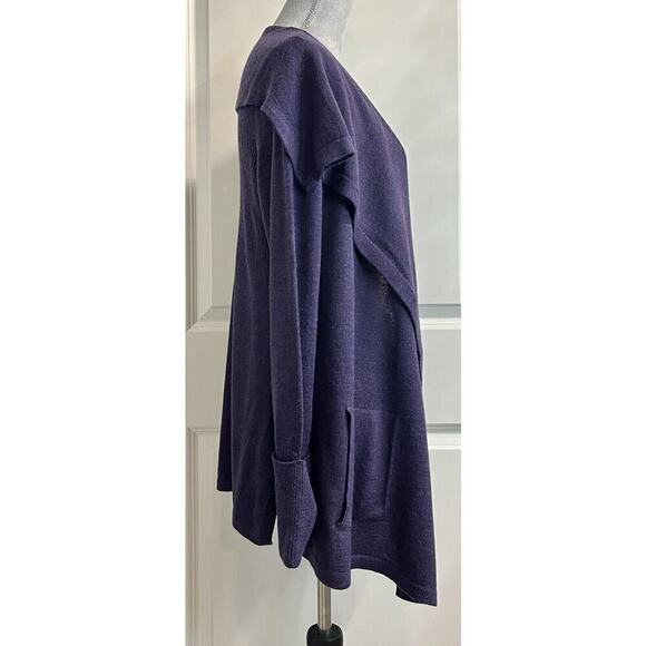 Women’s Merino Wool Blend Open Front Cardigan Sweater Purple Sz M - Picture 5 of 7